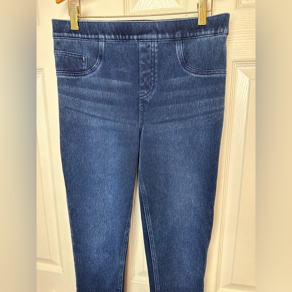 SPANX Jean-ish Leggings Denim Pants Slimming Dark Wash High Rise Pull On Shaping - Picture 4 of 13